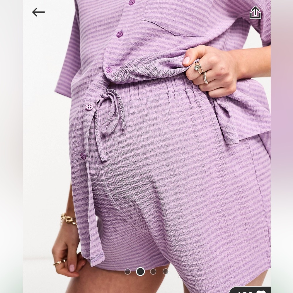 [ASOS Maternity] The Frolic Maternity Lilac Gingham Shorts and Short Sleeve Set - Picture 4 of 4